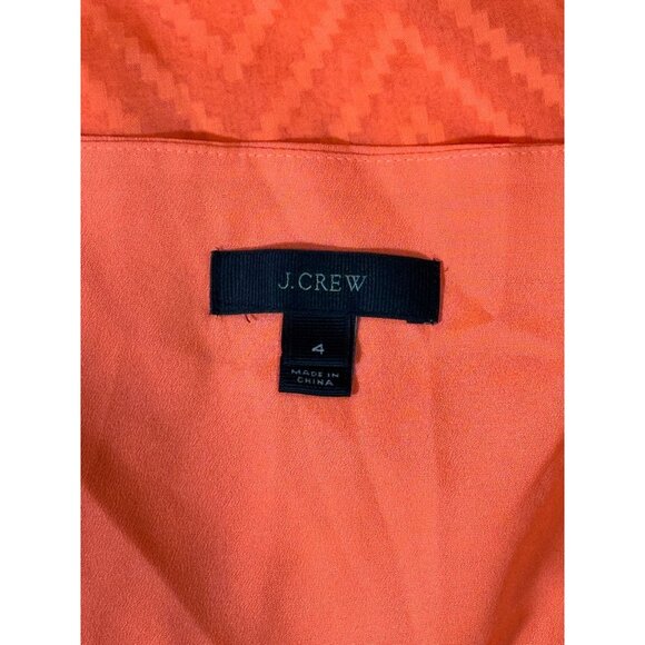 J.Crew Neon Orange Sleeveless chiffon Womens 4 Mini Dress in zigzag Beach Style - Picture 8 of 12